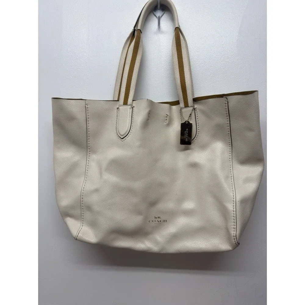 Coach F58660 Soft Chalk Pebble Leather Derby‎ Tote $298 MSRP #12